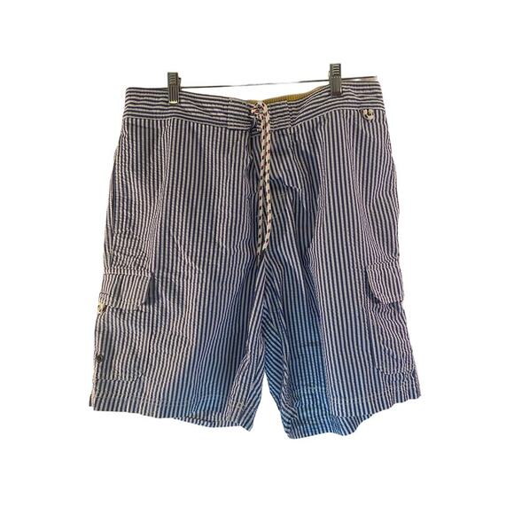 LANDS’ END Men’s Seersucker Board Shorts / No Size Tag - Picture 1 of 7